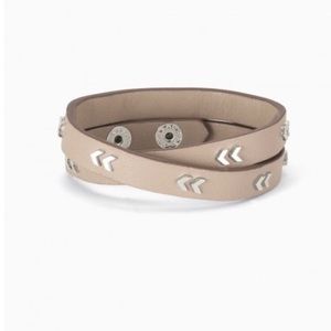 Stella & Dot taupe leather wrap w/ silver hardware